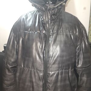 Urban Womans Plus Size Short Puffer Distressed Washed Water Resistant Jacket